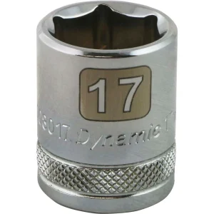 Dynamic Tools 3/8″ Drive 6 Point Metric, 17mm Standard Length, Chrome Finish Socket (D008017)