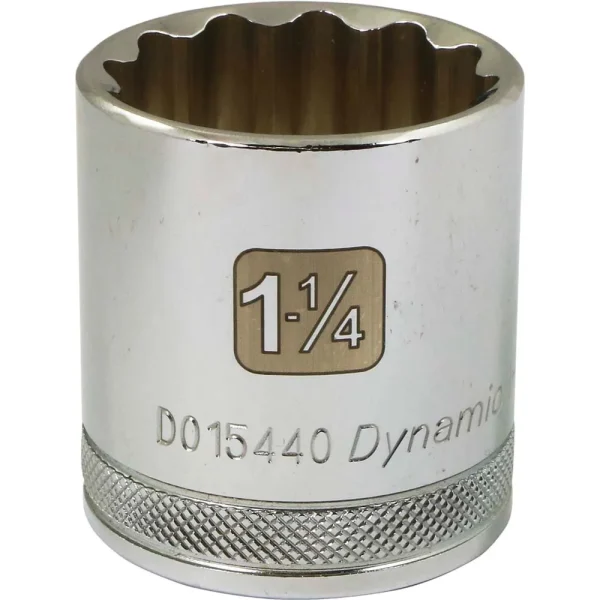 Dynamic Tools 1/2″ Drive 12 Point SAE, 1-1/4″ Standard Length, Chrome Finish Socket (D015440)