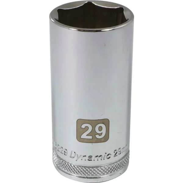 Dynamic Tools 1/2″ Drive 6 Point Metric, 29mm Deep Length, Chrome Finish Socket (D016229)