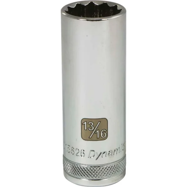Dynamic Tools 1/2″ Drive 12 Point SAE, 13/16″ Deep Length, Chrome Finish Socket (D015626)