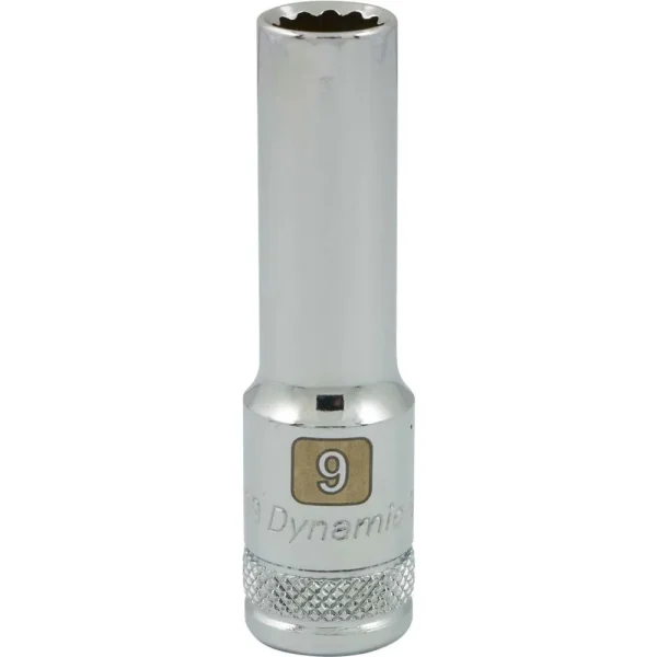 Dynamic Tools 3/8″ Drive 12 Point Metric, 9mm Deep Length, Chrome Finish Socket (D009709)