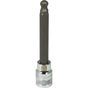 Dynamic Tools 3/8″ Drive Metric Hex Head, 7mm Long Ball Nose, Chrome Finish Socket (D006907)