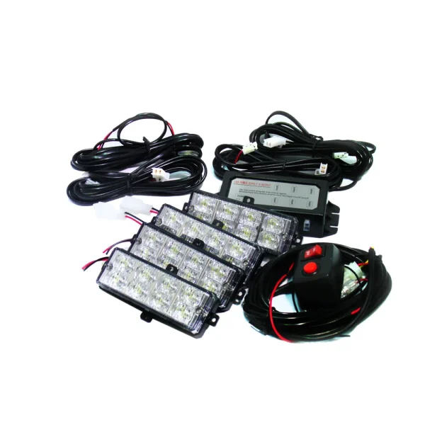 Race Sport 4 LED Grill Strobe Light Kit Blue Amber Complete with Hardware (1003895)