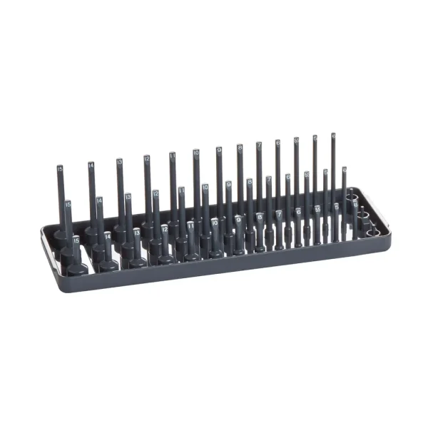 1/4″ DRIVE METRIC 3 ROW SOCKET HOLDER – GRAY
