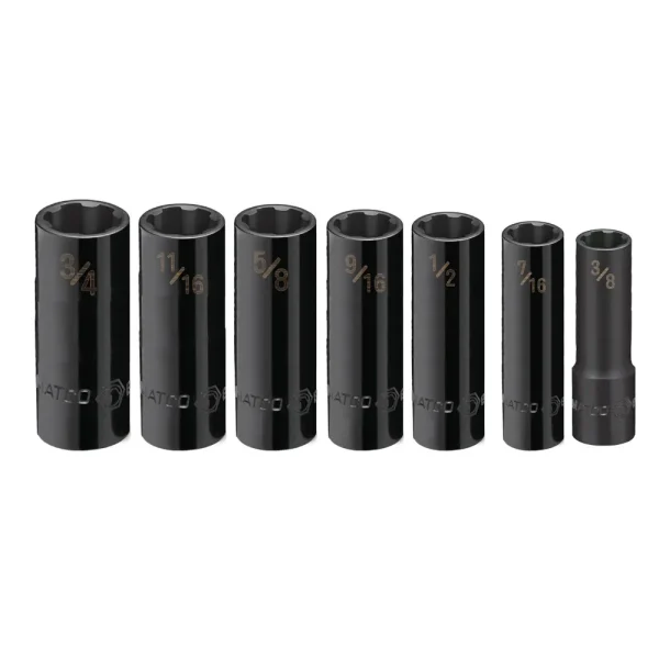 3/8″ DRIVE 7 PIECE SAE PRO NON-SLIP IMPACT SOCKET SET