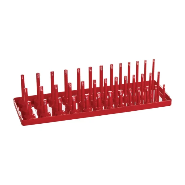 3/8″ DRIVE SAE 3 ROW SOCKET HOLDER – RED