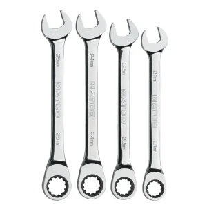 4 PIECE 90 TOOTH METRIC COMBINATION RATCHETING WRENCH SET