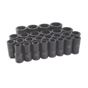 26 PIECE 3/4″ DRIVE METRIC 6 POINT ADV DEEP IMPACT SOCKET SET