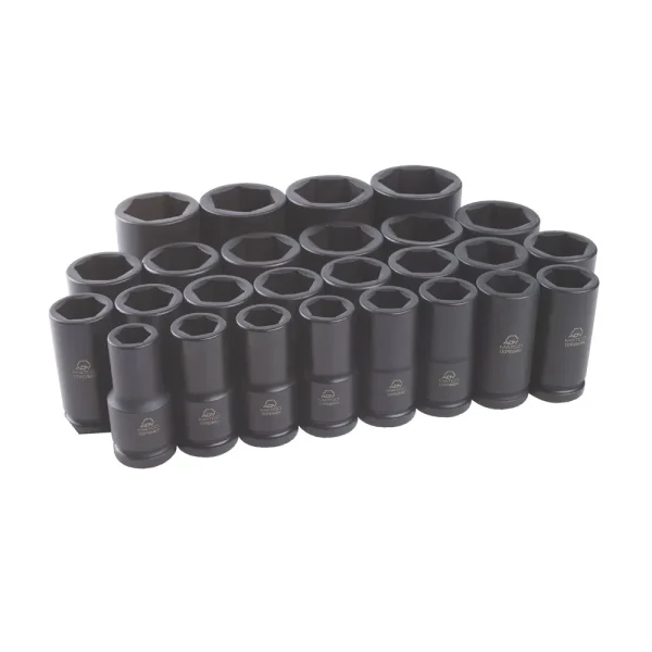 26 PIECE 3/4″ DRIVE METRIC 6 POINT ADV DEEP IMPACT SOCKET SET