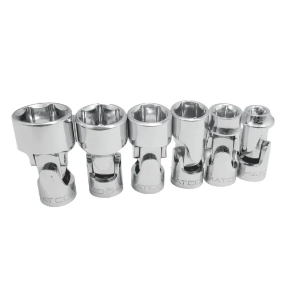1/4″ DRIVE 6 PIECE SAE 6 POINT STUBBY CHROME UNIVERSAL JOINT SET