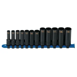 3/8″ DRIVE 12 PIECE METRIC 6 POINT DEEP IMPACT SOCKET SET