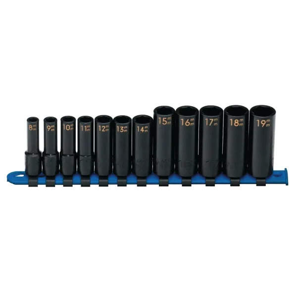 3/8″ DRIVE 12 PIECE METRIC 6 POINT DEEP IMPACT SOCKET SET
