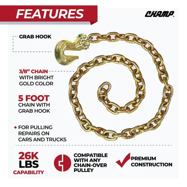 CHAMP® 5-Foot Chain with Grab Hook 1105