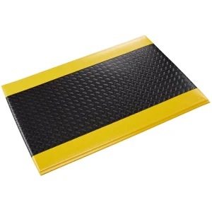 Crown Matting Wear-Bond Comfort-King Diamond-Surface 4’x75′ Black w/Yellow (WBRZ048YD-75)