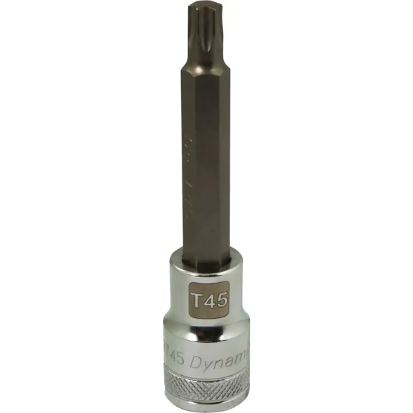 Dynamic Tools 1/2″ Drive Torx® Head, T45 Long Bit, Chrome Finish Socket (D013745)