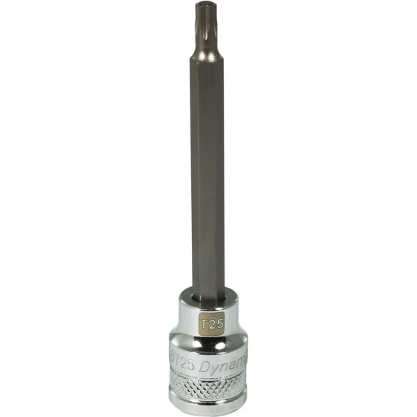 Dynamic Tools 3/8″ Drive Torx® Head, T25 Long Bit, Chrome Finish Socket (D006725)