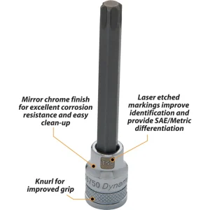 Dynamic Tools 3/8″ Drive Torx® Head, T25 Long Bit, Chrome Finish Socket (D006725) - view 4