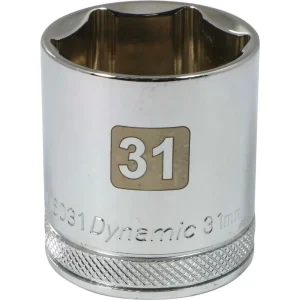 Dynamic Tools 1/2″ Drive 6 Point Metric, 31mm Standard Length, Chrome Finish Socket (D016031)