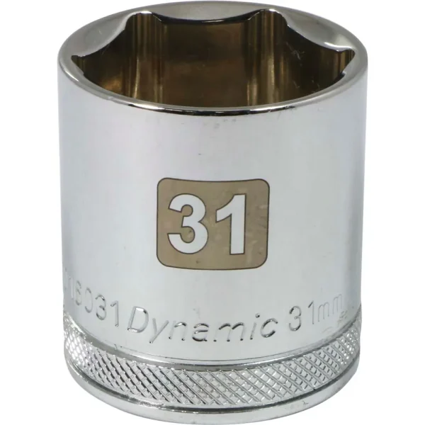 Dynamic Tools 1/2″ Drive 6 Point Metric, 31mm Standard Length, Chrome Finish Socket (D016031)