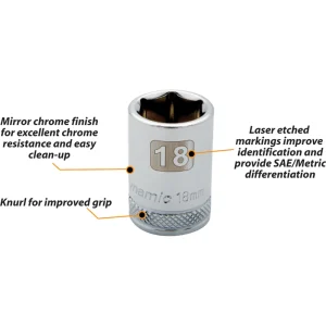 Dynamic Tools 1/2″ Drive 6 Point Metric, 31mm Standard Length, Chrome Finish Socket (D016031) - view 2