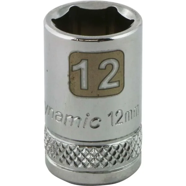 Dynamic Tools 3/8″ Drive 6 Point Metric, 12mm Standard Length, Chrome Finish Socket (D008012)