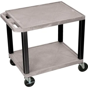 Luxor Workspaces 26″H Av Cart – 2 Shelf Electric – Black Legs (WT26GYE-B)