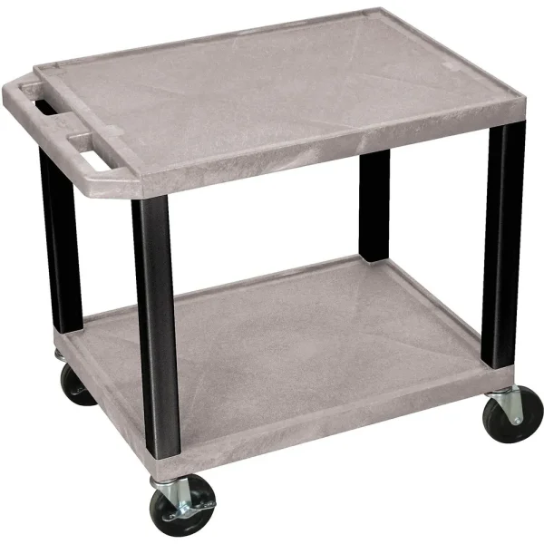 Luxor Workspaces 26″H Av Cart – 2 Shelf Electric – Black Legs (WT26GYE-B)
