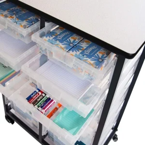 Luxor Workspaces Mobile Bin Storage Unit Double Row W/S Clear Bins (MBS-DR-16S) - view 3