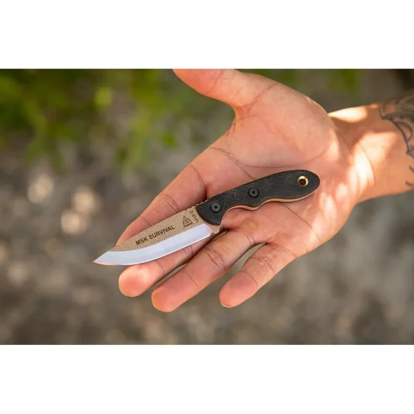 TOPS Knives Mini Scandi Survival Neck Knife Tan Blade (MSK-SURV)