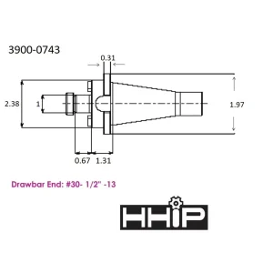HHIP #30 NMTB X 1″ SHELL END MILL HOLDER (3900-0743) - view 2