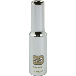 Dynamic Tools 1/4″ Drive 6 Point Metric, 5.5mm Deep Length, Chrome Finish Socket (D003255)