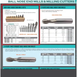 HHIP 1/8-1/2″ 6 PIECE 4-FLUTE M2 BALL NOSE END MILL SET (8001-0007) - view 4