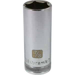 Dynamic Tools 1/2″ Drive 6 Point SAE, 7/8″ Deep Length, Chrome Finish Socket (D016528)