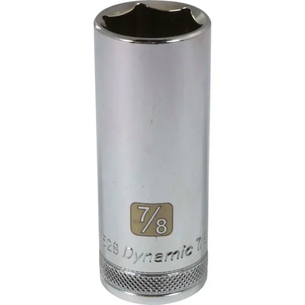 Dynamic Tools 1/2″ Drive 6 Point SAE, 7/8″ Deep Length, Chrome Finish Socket (D016528)