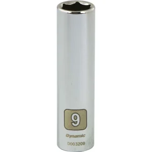 Dynamic Tools 1/4″ Drive 6 Point Metric, 9mm Deep Length, Chrome Finish Socket (D003209)