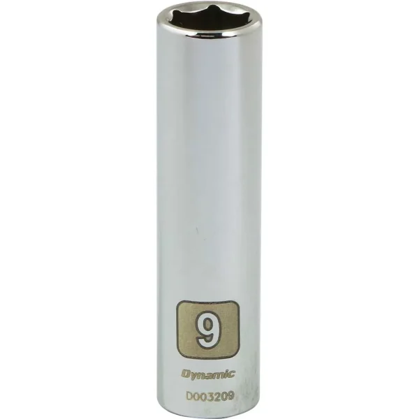 Dynamic Tools 1/4″ Drive 6 Point Metric, 9mm Deep Length, Chrome Finish Socket (D003209)