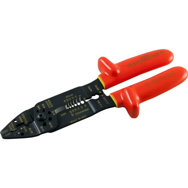 Gray Tools Stripper/cutter, 8-1/2″ Long, Strips AWG 18/16/14/12/10, 1000V Insulated (B123-I)