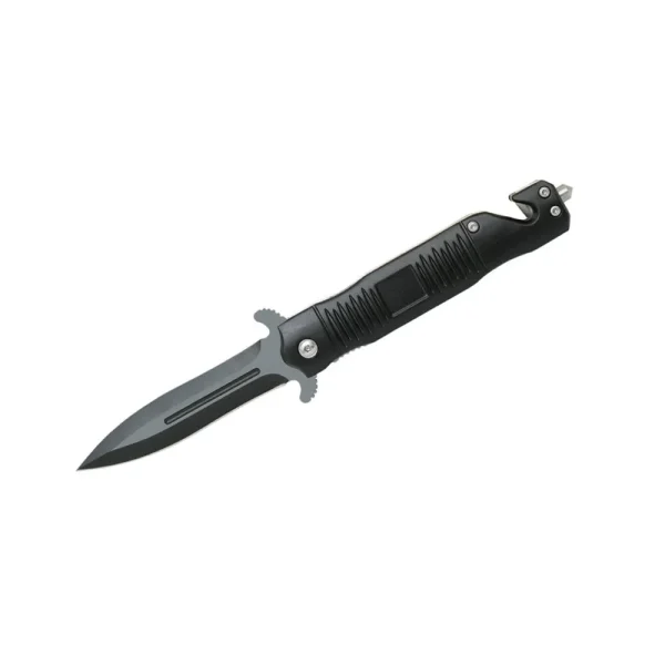ABKT Folder Dagger Assisted Opener Knife with Black Aluminum Handle (AB015B)