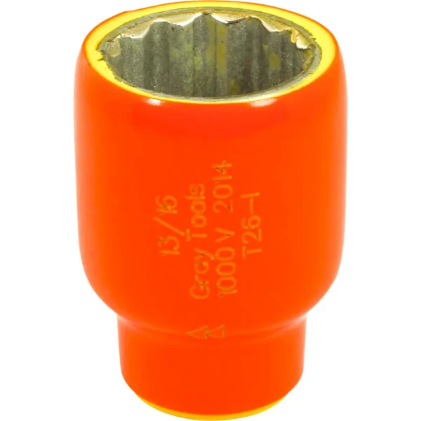 Gray Tools 13/16″ X 3/8″ Drive, 12 Point Standard Length Socket, 1000V Insulated (T26-I)