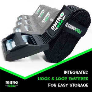 RHINO USA LASHING STRAPS 1IN X 12FT – SET OF 4 (BLACK) (LASHING-STRAP-4PK) - view 2