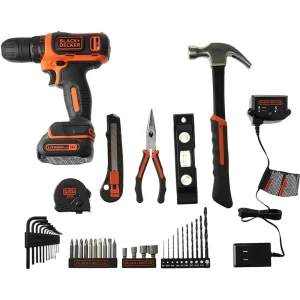 Black+Decker 12V Drill & Home Tool Kit, 42 Piece (BCPK1249C)