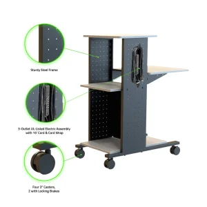 Luxor Workspaces 40″ Mobile Presentation Station – Electric (WPS4E) - view 3