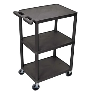 Luxor Workspaces 3 Shelves Structural Foam Plastic Utility Cart, Black (HE42-B)