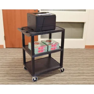Luxor Workspaces 3 Shelves Structural Foam Plastic Utility Cart, Black (HE42-B) - view 3