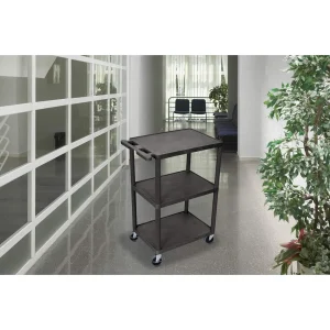 Luxor Workspaces 3 Shelves Structural Foam Plastic Utility Cart, Black (HE42-B) - view 4