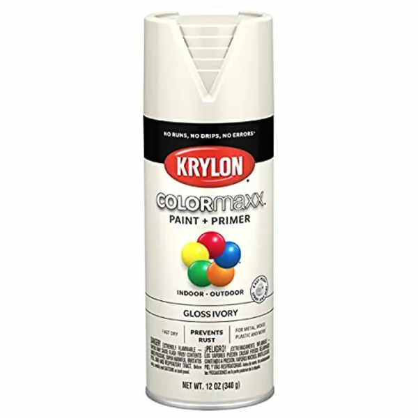 Colormaxx K05524007 Spray Paint and Primer for Indoor/Outdoor Use, Gloss Ivory