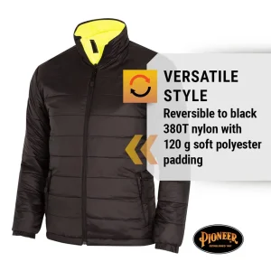 Pioneer Safety Reversible Safety Jacket Hi-Vis Yellow/Black (V1140460U-L) - view 4