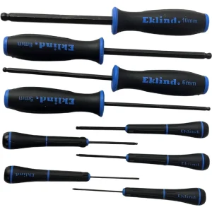 Eklind 90609 9 Pc Ball-Hex Screwdriver Set With Pouch, 1.5MM-10MM