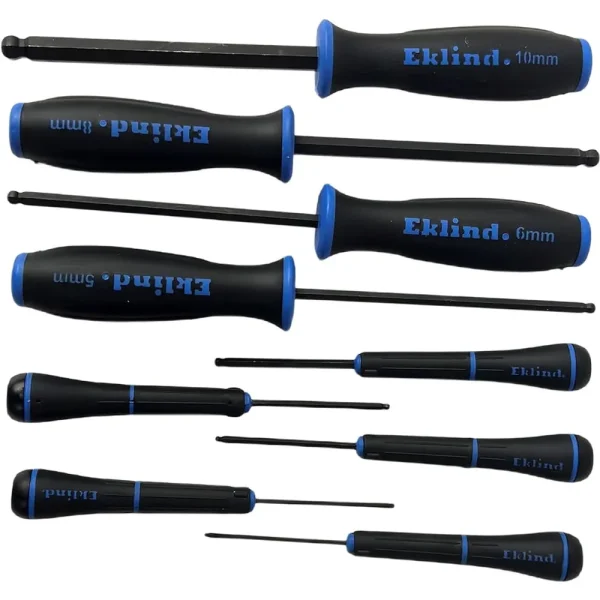 Eklind 90609 9 Pc Ball-Hex Screwdriver Set With Pouch, 1.5MM-10MM