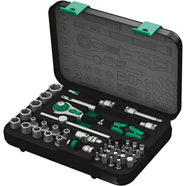 Wera 05003533001 8100 SA 2 Zyklop 1/4″ Metric Ratchet Set, 42-Pieces